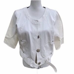 Apostrophe Denim Stretch White Jean Jacket Size 12